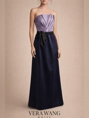 VERA WANG WHITE STRAPLESS SATIN GOWN – SIZE 2